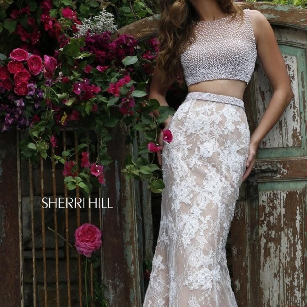 Sherri Hill 2 Piece Lace and Pearl Dress